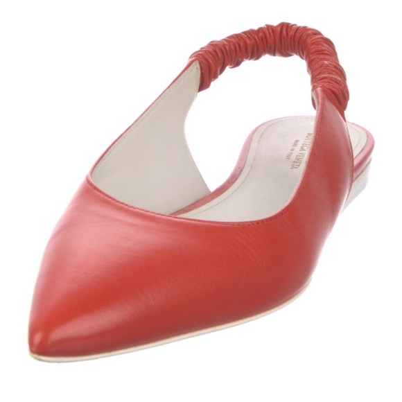 Bottega Veneta Orange Leather Slingback Flats - Picture 2 of 5